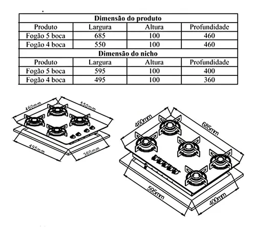 驚きの値段での商品をすべて Cooktop 5 Bocas Chamalux Ultra Chama Bivolt Trempe Aramada その他