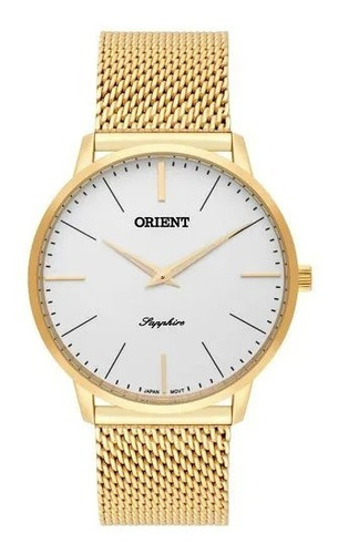 Relógio Orient Masculino Slim Mgsss005 S1kx Safira Dourado