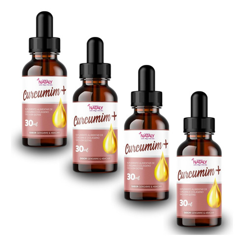 4x Curcumim+ Açafrão E Colágeno Tipo Ii Gotas 30ml Nataly