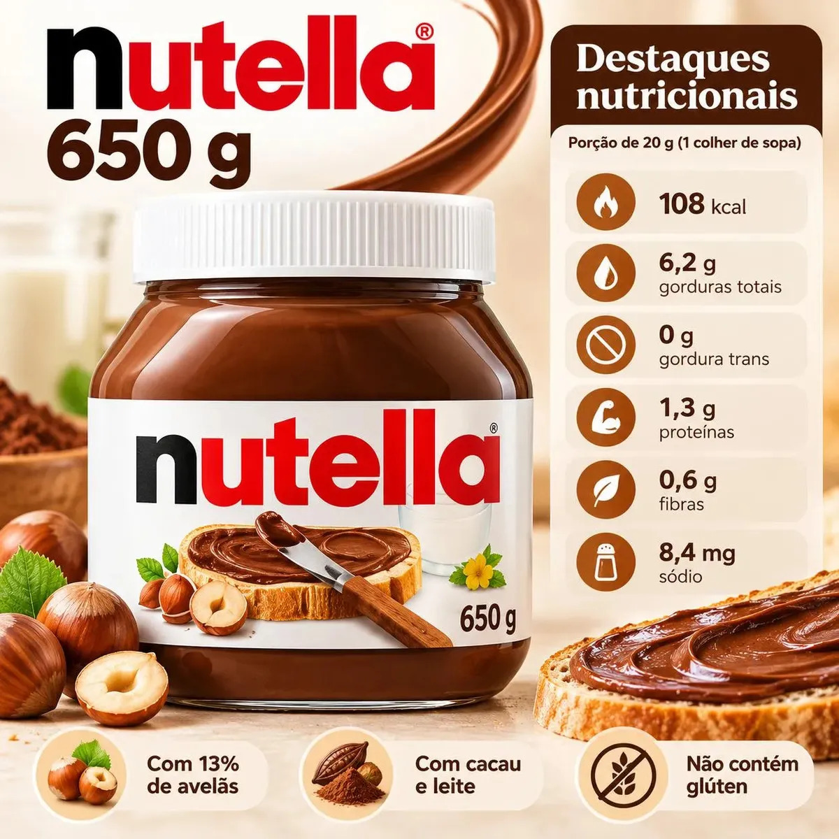 Nutella Original Creme de Avelã com Cacau 650g