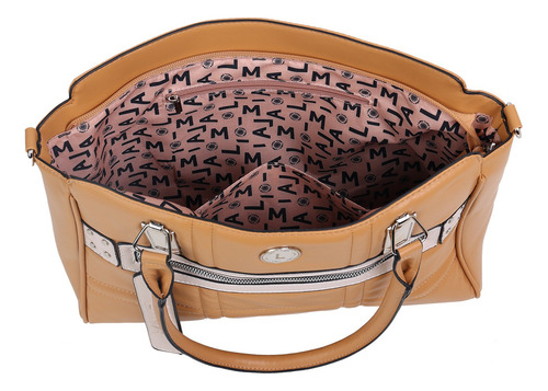 Cartera Lima Cassie Dama Cuero Sintético Combinada Charol Acabado De Los Herrajes Níquel Color Negro Correa De Hombro Negro Diseño De La Tela Lisa