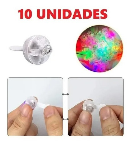 10 Mini Led Circulares Multicolor Flash. Ideal Para Globos