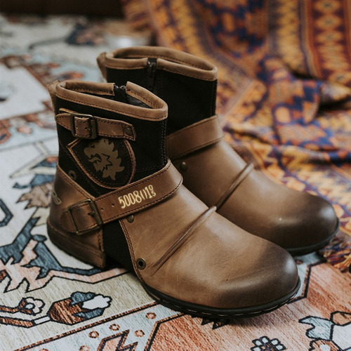 Botas Vaqueras Hombre Vintage Hebilla Metálica Cremaller