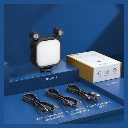 Imagen 3 de 10 de Microfono Stereo 2 En 1 Con Panel De Luz Led Rgb Y Blanca