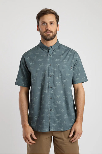 Camisa Manga Corta Hawaii Petróleo - Algodón Orgánico Froens