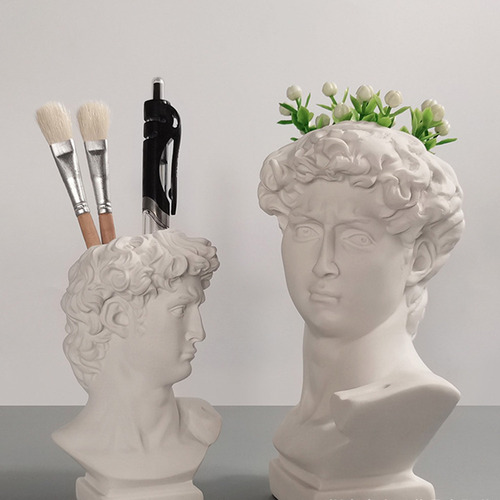 2 Juegos De Estatuas De Busto Griego De David, Maceta,