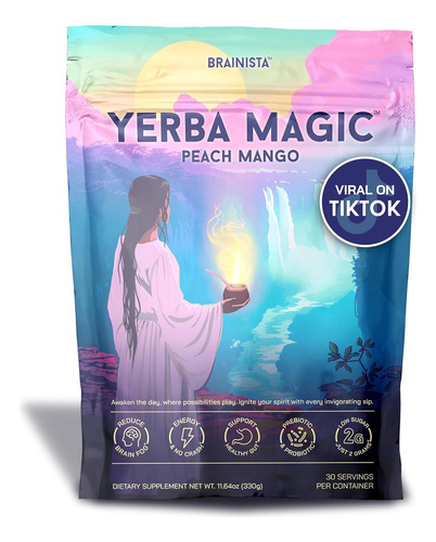 Elfleaf Yerba Magic Suplementos, Yerba Mate Pura 3 En 1 Suplemento Nutricional,contiene Prebióticosnootropics Y Probióti Antiniebla Cerebral Y Salud Intestinal Potenciado 30raciones 330g