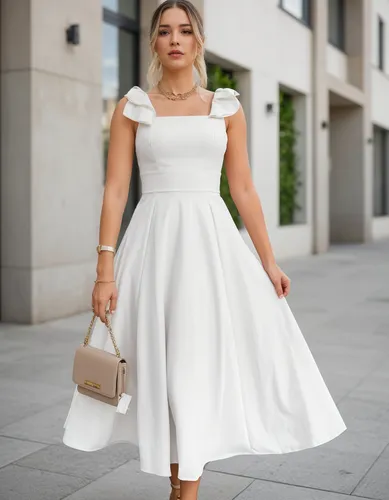 Vestido Longo De Linho Forrado Com Lacinho No Ombro Bojo