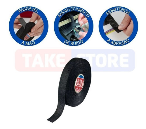 Imagem 3 de 4 de Fita Isolante De Tecido Para Chicote 25mx19mm Original Tesa