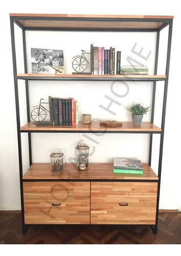 Imagen 3 de 7 de Biblioteca/estantería Cajones 100 Hierro Madera-horacio Home