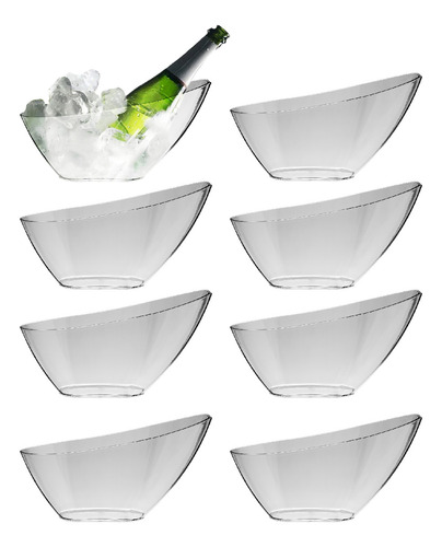 Balde De Gelo 1,8l 8pçs Acrilico Elegante Resistente Balde Cor Transparente