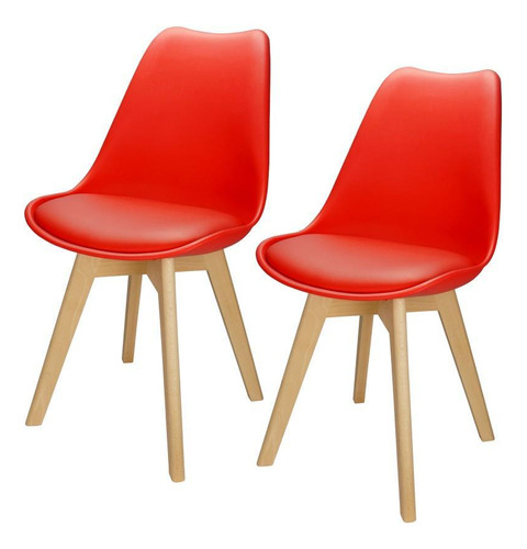 Kit 2 Cadeiras Charles Eames Leda Luisa Saarinen Design Wood