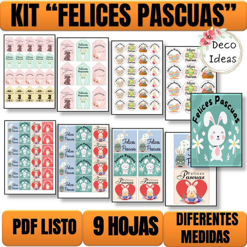 Imagen 1 de 6 de Kit Imprimible 005 Felices Pascuas Tags Etiquetas Stikers