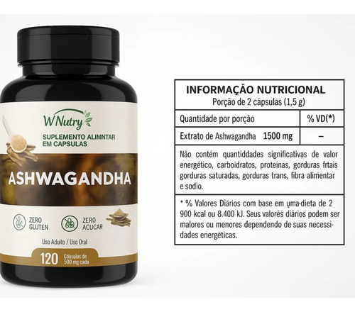 Ashwaga - A Verdadeira 120 Cápsula 1500mg Puro