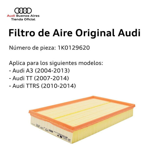Imagen 2 de 7 de Filtro De Aire Audi 1k0-129-620
