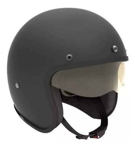 Casco Abierto Tipo Vintage Hawk 721 Con Visor Negro Mate