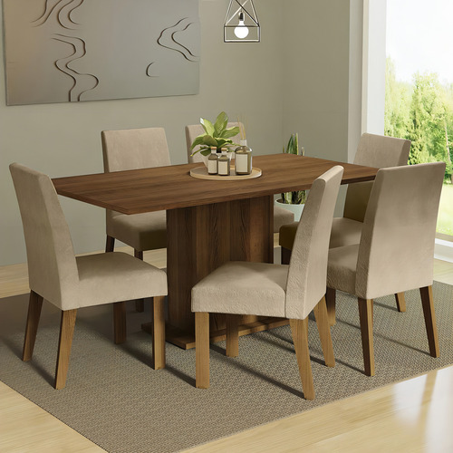 Juego de Comedor con Mesa y 6 Sillas Renata Madesa Color Marron/Imperial