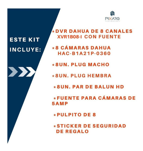 Imagen 2 de 10 de Kit 8 Camaras Seguridad 1080p Ext + Dvr Dahua 8 Canales P2p