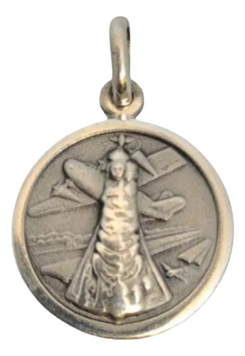 Dije Medalla Plata 925ññ Con Diseño Virgen Del Loreto