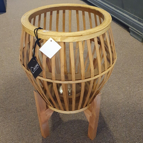 Fanal Decorativo Madera Y Fibras Naturales Porta Vela Vidrio