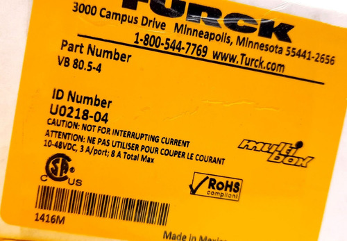 Turck Vb 80.5-4 8-port Junction Box With Cable M12 Eurof Cck