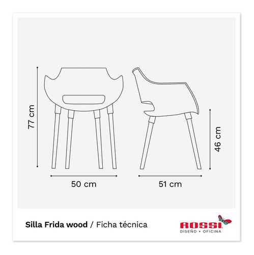 Imagen 3 de 3 de Silla Frida Wood Tapizada Diseño Premium Rossi Garant 3 Años