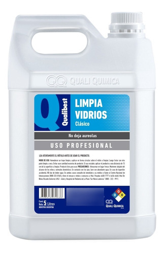 Limpia Vidrios Liquido Con Silicona Qualibest 5l Profesional