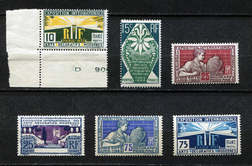 Francia Sellos Yvert 210 A 215 Mnh Exposicion Paris 1925