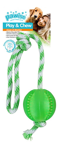 Juguete Pawise Cuerda Con Pelota Para Perro Color Verde Lima