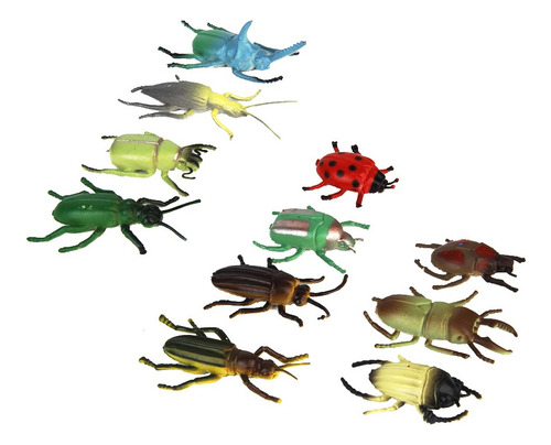 Besouro De Inseto Plástico Modelo Brinquedo 12pcs