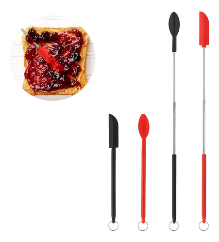 4 Mini Espátulas De Silicona, Mini Espátula Telescópica De T