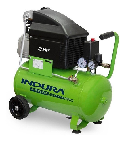 Compresor de aire eléctrico portátil Indura VENTO 2000 PRO + KIT 24L 2hp 220V 50Hz verde