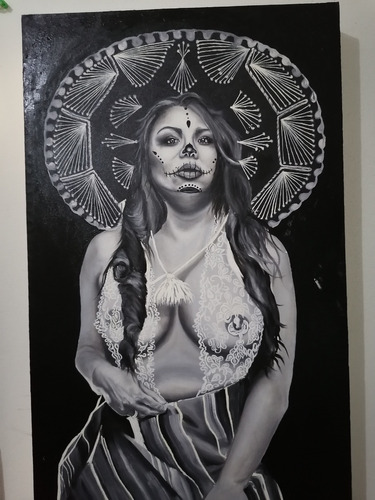 Pintura Al 100% Óleo Sobre Lienzo  Catrina  70cm X 110cm