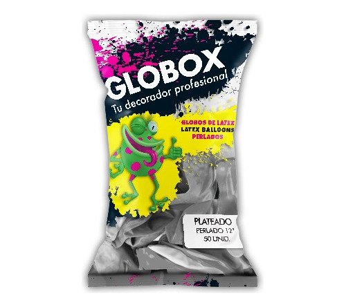 Globos Latex Globox Gris Plateado X 50 U