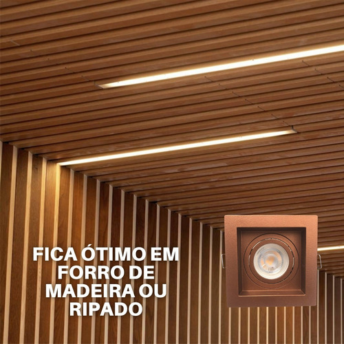 Spot Quadrado Recuado Para Mini Dicróica Mr11 Cobre Bronze