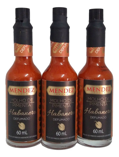 Kit Molho De Pimenta Mendez 60ml 03 Habanero Defumada Vidro