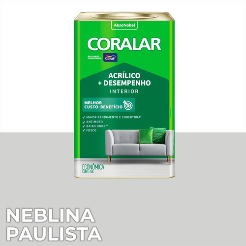 Tinta Coralar Acrilica 18 Litros Acabamento Fosco Cor Neblina Paulista