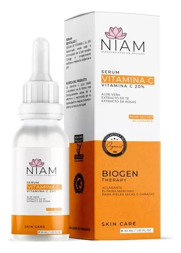 Serum Vitamina C 20% Niam Cosmetic Extracto De Rosas 30 Ml