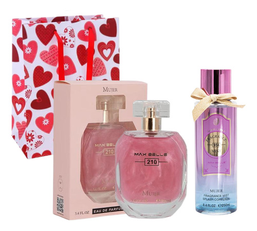 Set Perfume 210 + Splash Corporal 954 Max Belle Regalo Mujer