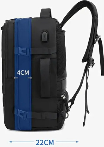 Mochila De Viaje Equipaje Aprobada Para Vuelos Mujeres Y Hombres Avión Múltiples Bolsillos Para Computadora Y Zapatos Ideal Para Negocios Negro Liso
