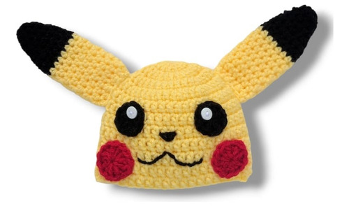 Gorrito Tejido A Crochet De Pikachu Para Bebés Y Niños