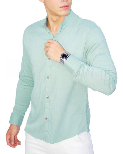 Camisa Para Hombre Cuello Neru - Mao - Chino | Algodon Lino