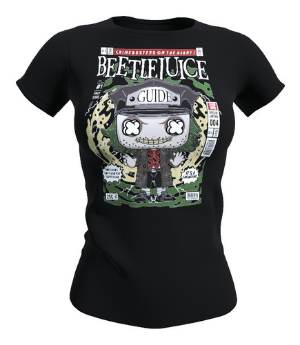 Polera Mujer Beetlejuice, Pelicula Tim Burton, 100% Algodón