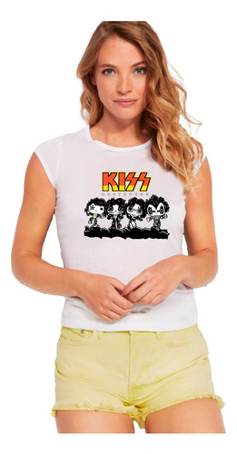 Polera Dama Verano Moda Bandas Clásicas Rock Kiss Funko