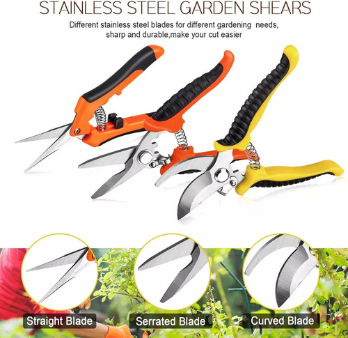 3 Piezas Tijeras De Podar Jardin Podadoras Acero Inoxidable