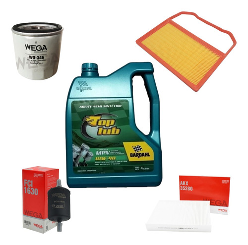 Kit 4 Filtros Wega + 4l Aceite Bardahl Vw Up! 1.0 75cv Mpi