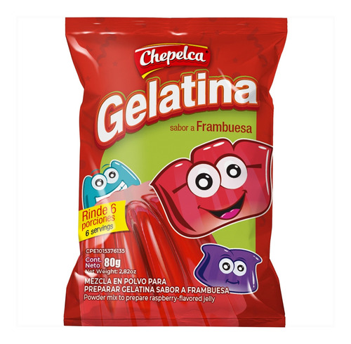 Gelatina Sabor A Frambuesa Chepelca 80gr 6 Unds