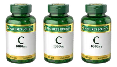 Combo X3 Natures Bounty Vitamina C 1000 Mg 100 Comprimidos Sabor Neutro