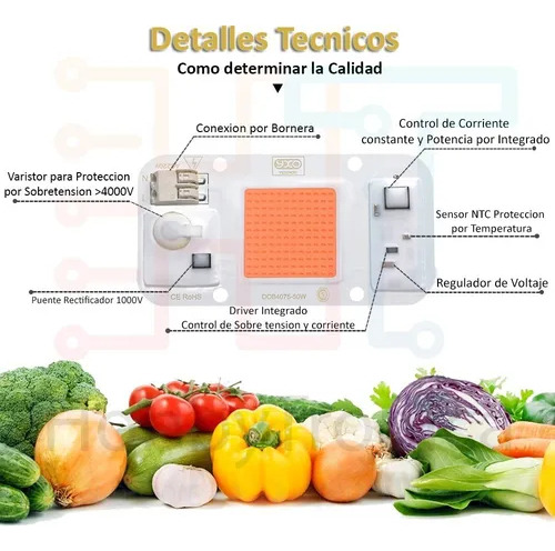 Led Cob 50w Indoor Full Spectrum Yxo DOB4075-50W 220V