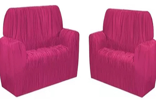 Capa De Sofa 3 E 2 Lugares Decorativa Natal Elasticada Cor Pink Liso